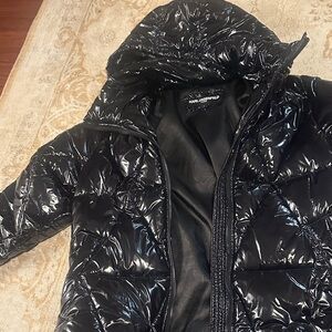 Karl Lagerfeld Glossy Black Puffer Coat